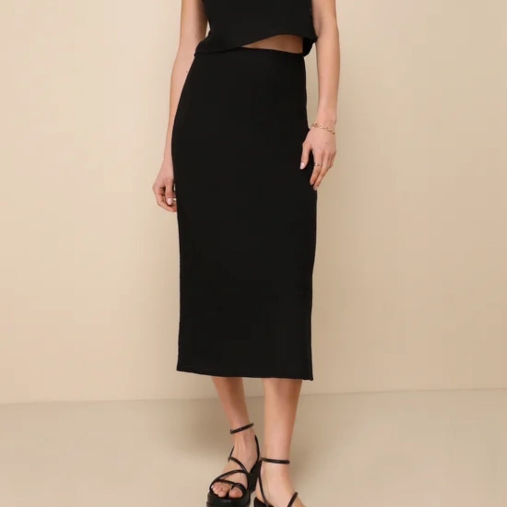 EPOGEE Vintage 90’s Black Knit Straight Midi Skirt Large